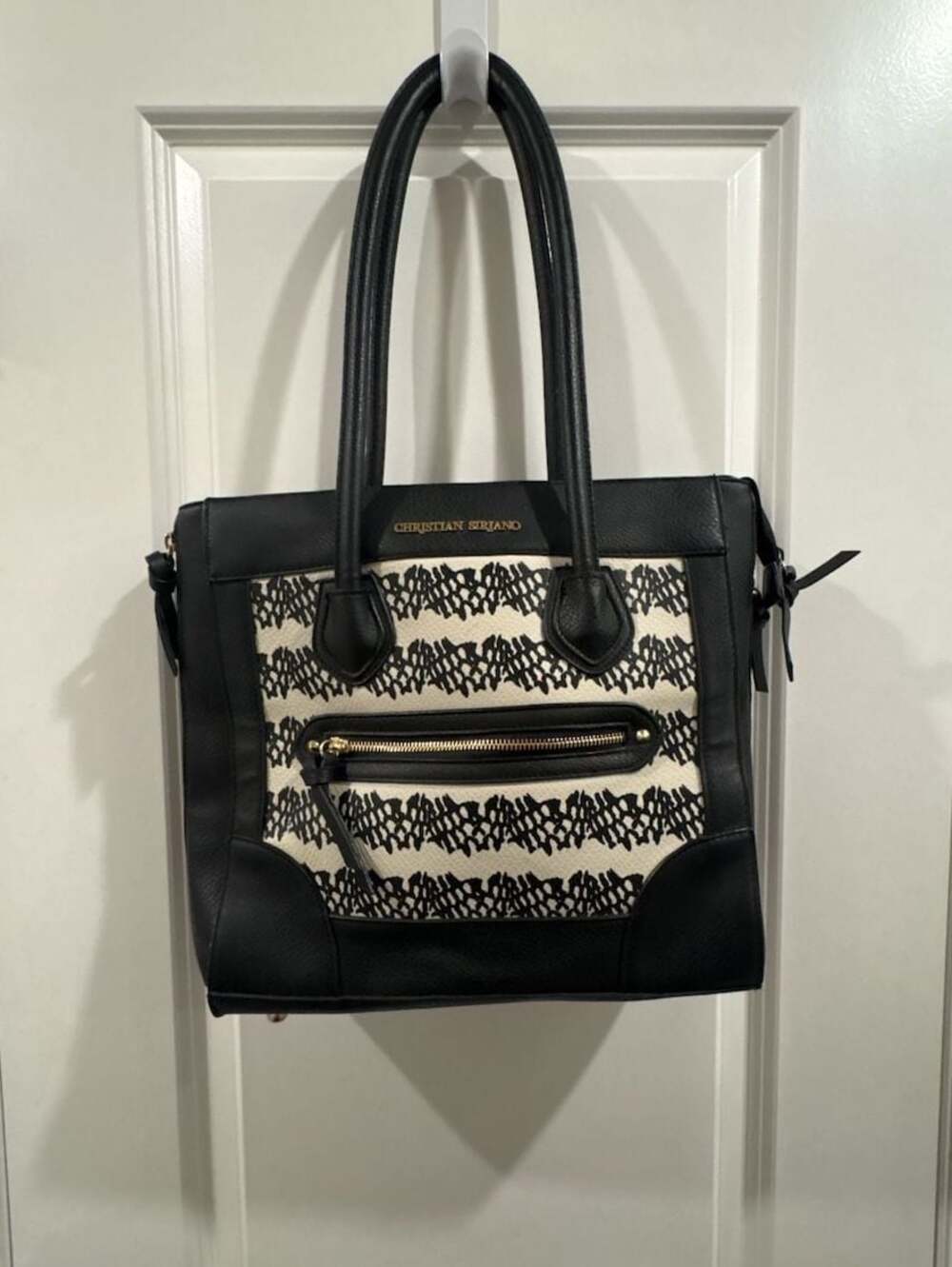 Christian Siriano for Payless Black and White Snake Pattern Tote Bag